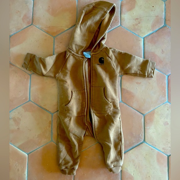 Carhartt Other - Carhartt | Long-sleeve zip-front hooded coverall in Carhartt Brown | 6 mos